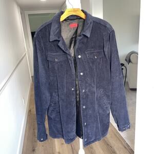 Killion Men Sz Corduroy Jacket Navy Blue Black Lined Snap Front Shacket Classic